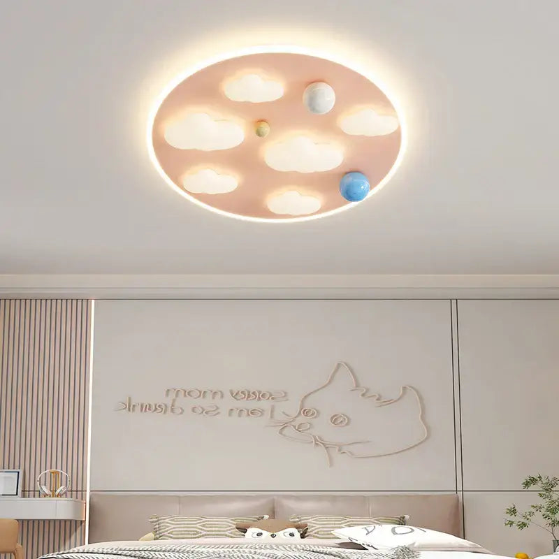 Pastel pink & blue cloud shape ceiling lights bedroom decor