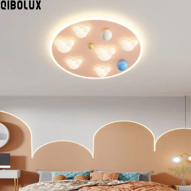 Pastel pink & blue cloud shape ceiling lights bedroom decor
