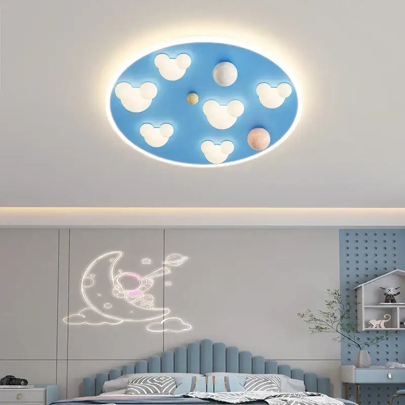 Pastel pink & blue cloud shape ceiling lights bedroom decor