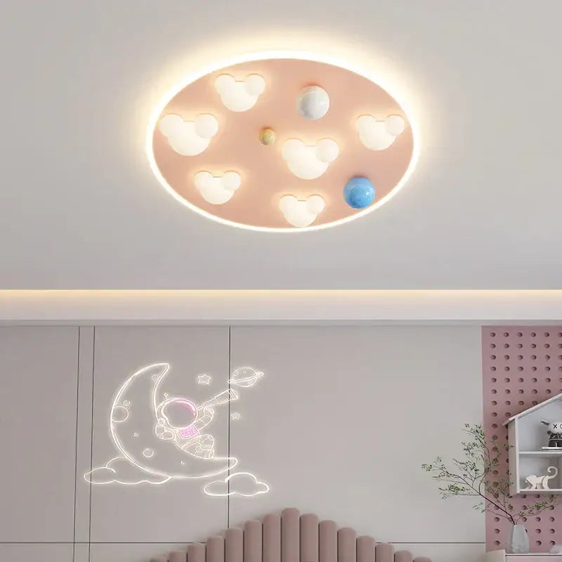 Pastel pink & blue cloud shape ceiling lights bedroom decor