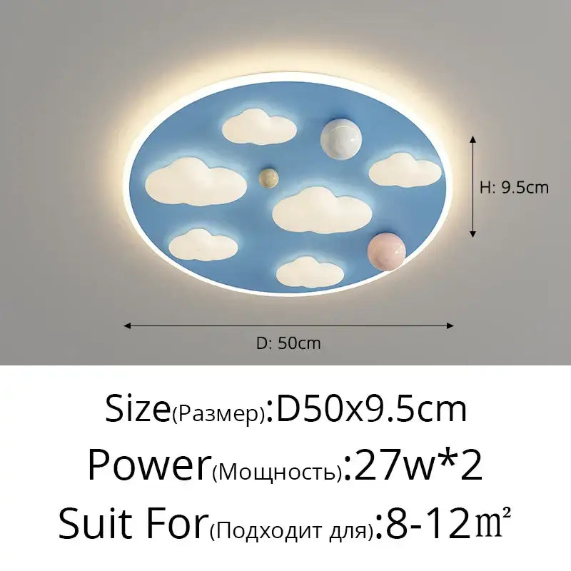 Pastel pink & blue cloud shape ceiling lights bedroom decor