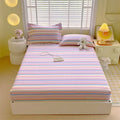 Pastel pink & blue cotton striped fitted sheet bedroom bedding