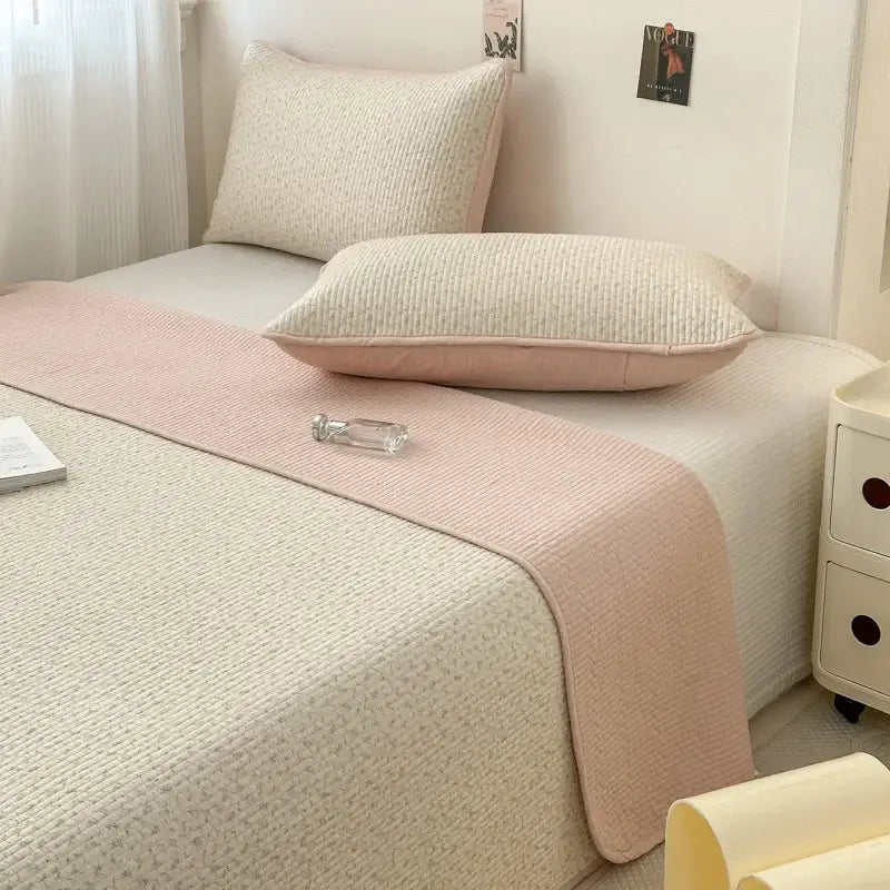 Pastel quilted cotton bed cover soft anti-slip tatami mat bedroom