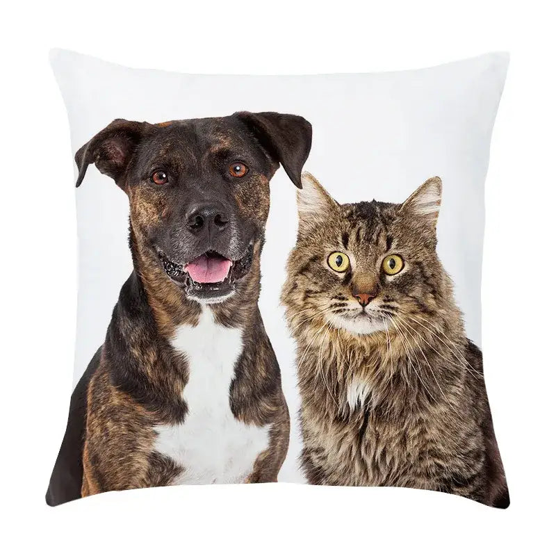 Pet dog and cat print peach skin pillowcase living room decor