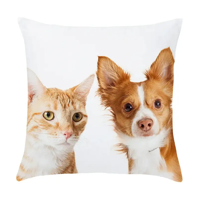 Pet dog and cat print peach skin pillowcase living room decor