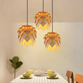 Pinecone wooden style orange & gold pendant lights dining room