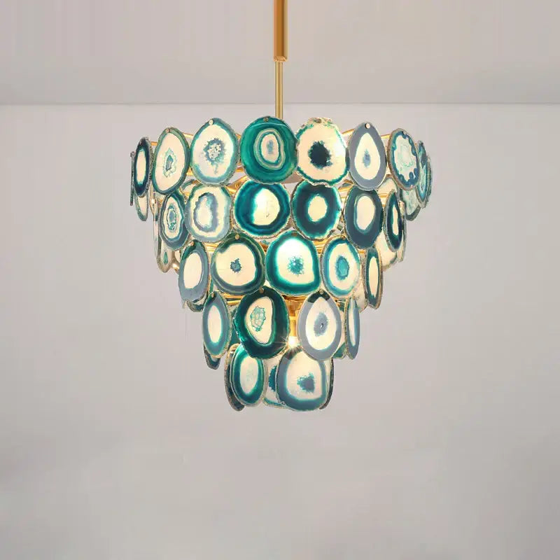 Pink agate designer led chandelier for dining room