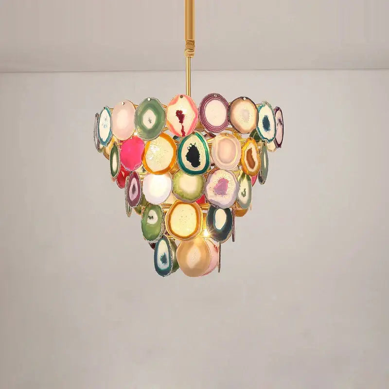 Pink agate designer led chandelier for dining room