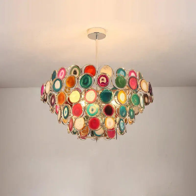 Pink agate designer led chandelier for dining room