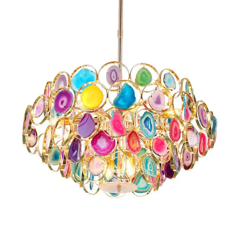 Pink agate designer led chandelier for dining room