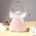 Pink and clear crystal flower basket living room glass vase