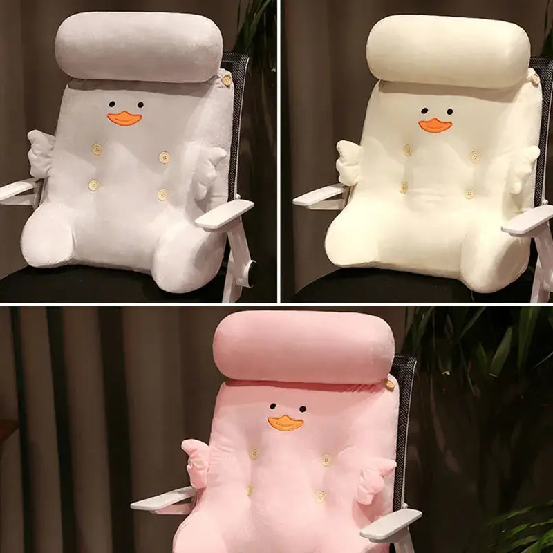 Pink and gray dumb duck square plush backrest bedroom cushion