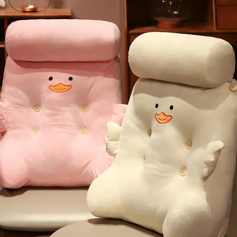 Pink and gray dumb duck square plush backrest bedroom cushion