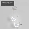 Pink and gray heart blossom butterfly led chandelier bedroom light