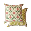Pink and green datura flowers print cushion cover living room decor