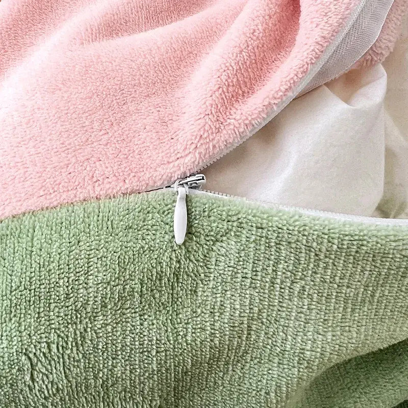 Pink and green milk velvet bedding sets bedroom winter comforter