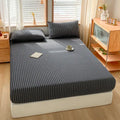 Pink and white cotton stripe fitted sheet bedroom mattress cover