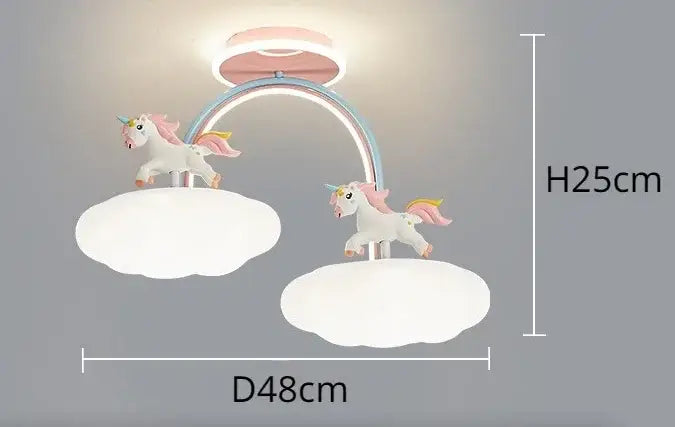 Pink & blue cloud unicorn ceiling light children’s bedroom
