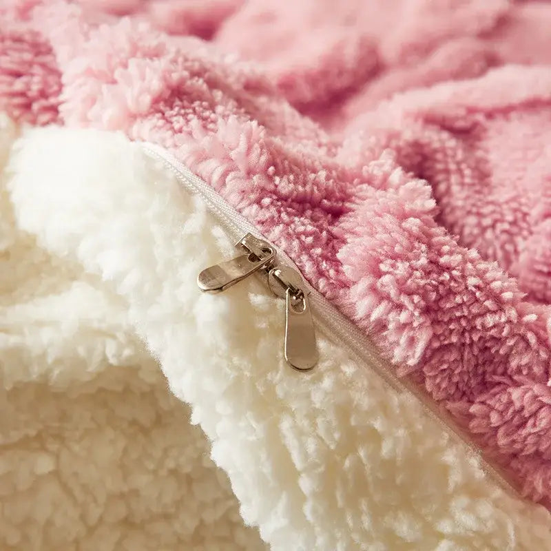 Pink diamond cashmere duvet cover bedroom plush blanket pink & white
