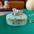 Pink floral heart jewelry trinket box bedroom storage case