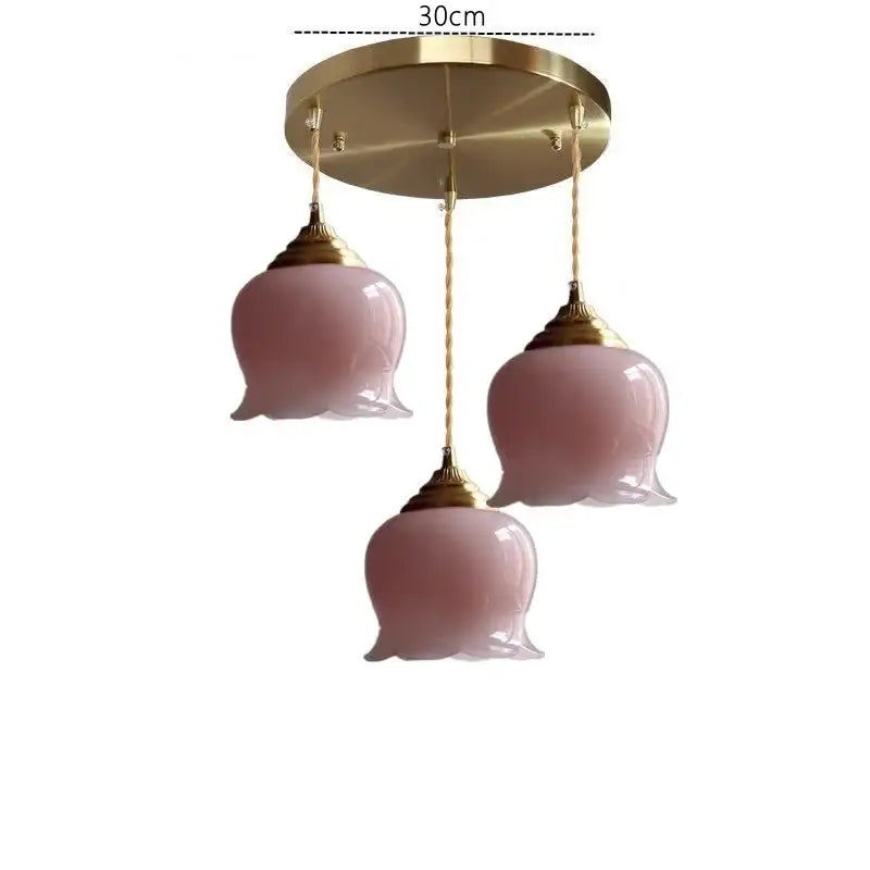 Pink glass copper led pendant light for kitchen kitchen decor
