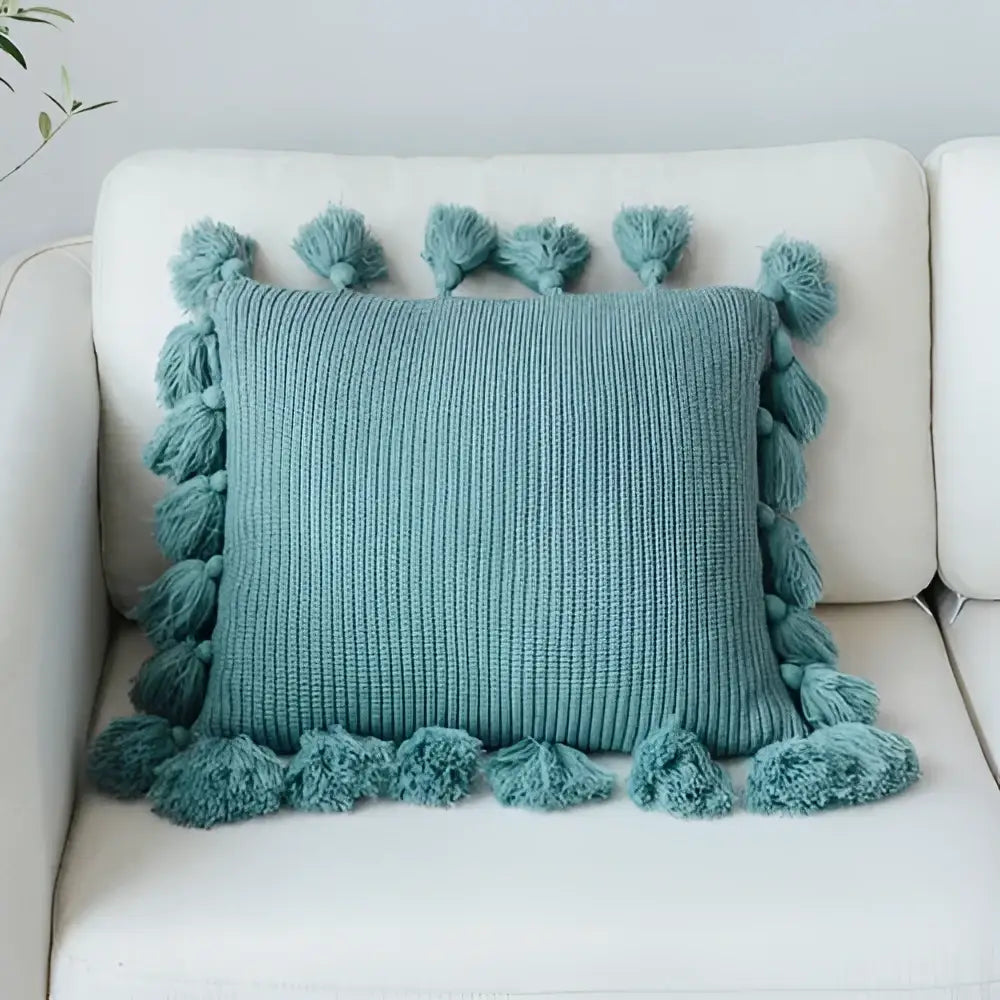 Pink knit cushion cover with tassels living room pillow case