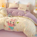 Pink new year dog cotton bedding set bedroom duvet cover