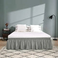 Pink ruffled elastic bed skirt bedroom solid color soft wrap around