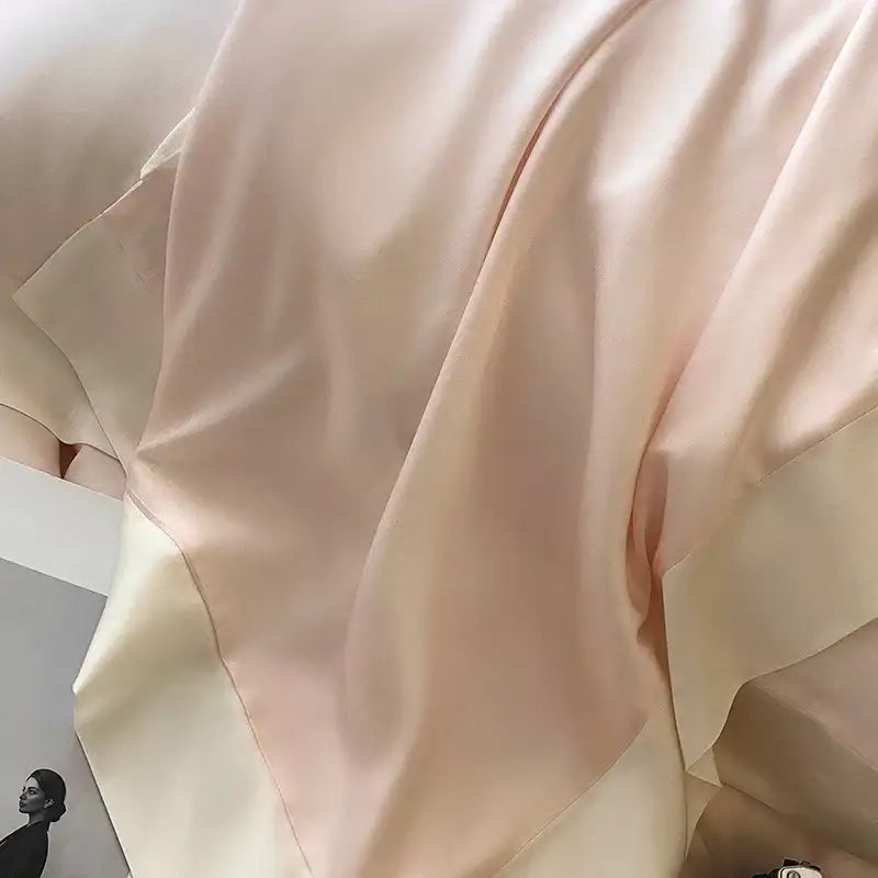 Pink satin eucalyptus fiber bedding set – bedroom luxury quilt cover