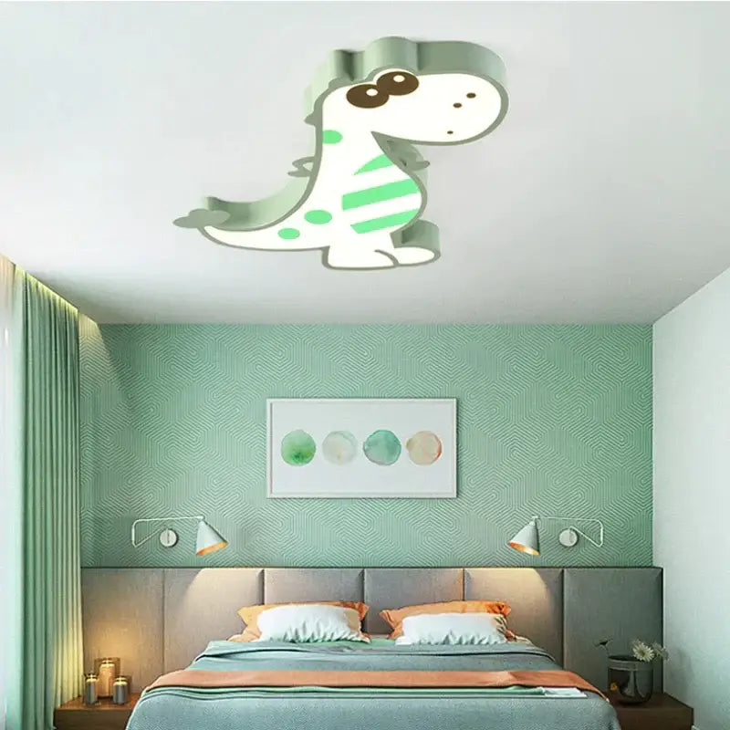 Pink & white dinosaur led ceiling lamp for kids bedroom