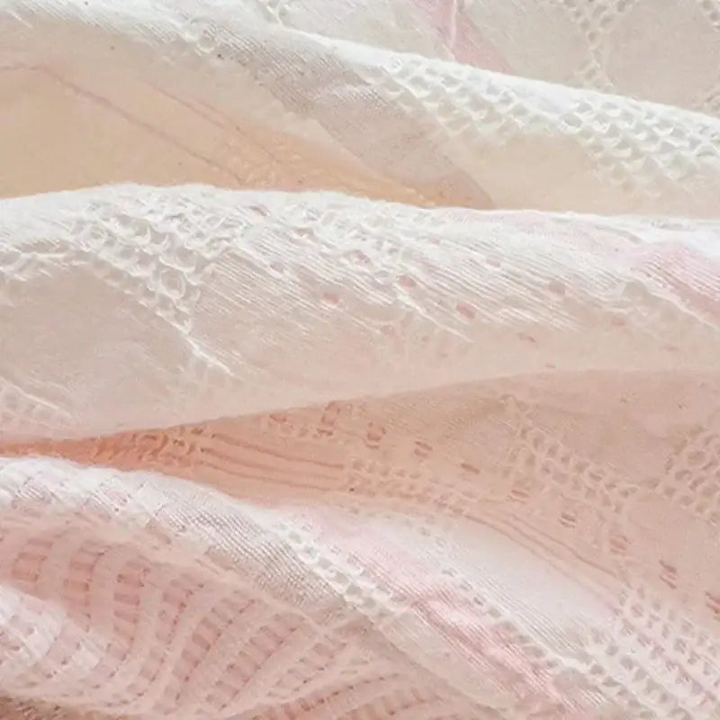 Pink & white striped jacquard cotton bedding set bedroom duvet cover