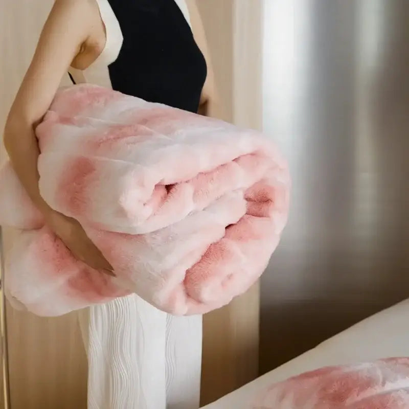 Pink & white tie-dye decorbites cozy fleece blanket bedroom throw