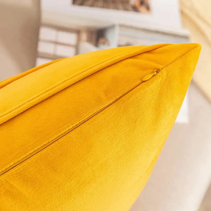 Pleated mustard yellow short wool velvet pillowcase for living room