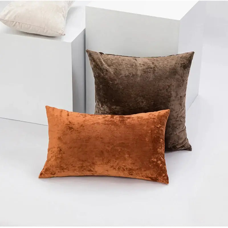 Plush dark grain velvet pillow cover living room decor