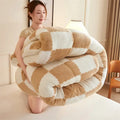 Plush navy & white cozy checkerboard duvet blanket bedroom fleece
