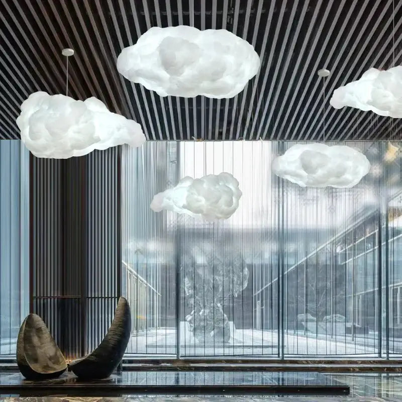 Plush white cloud led chandelier light for nursery kids room