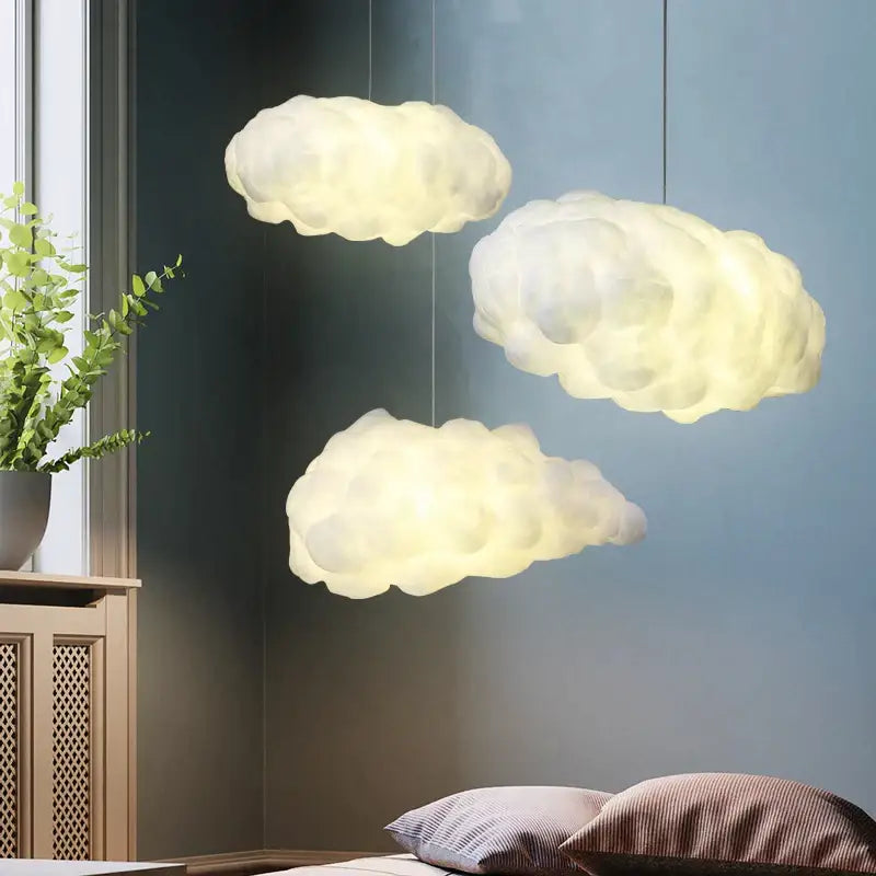 Plush white cloud led chandelier light for nursery kids room