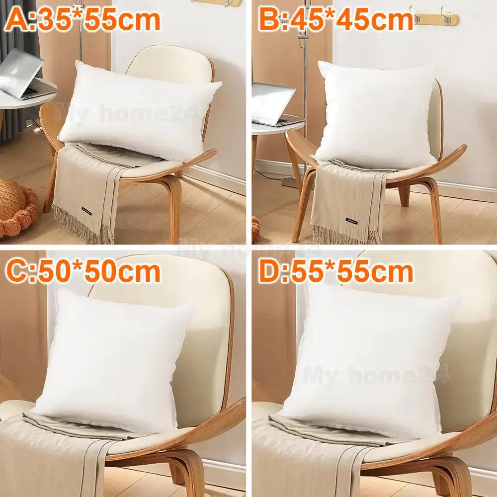 Plush white cotton-padded pillow core living room cushion insert