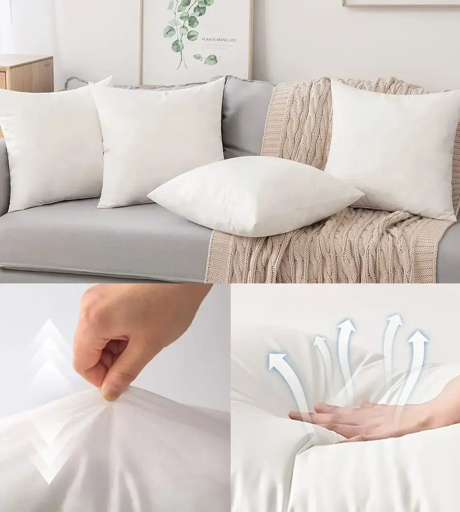 Plush white goose feather insert pillow bedroom & living room decor