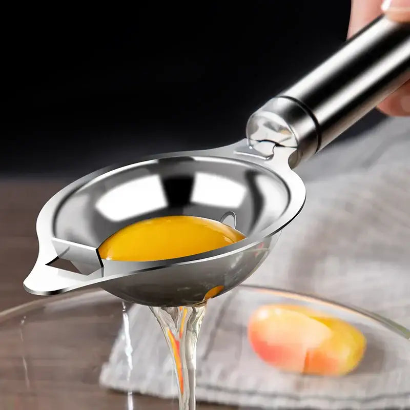 Polished stainless steel egg white separator kitchen yolk filter spoon