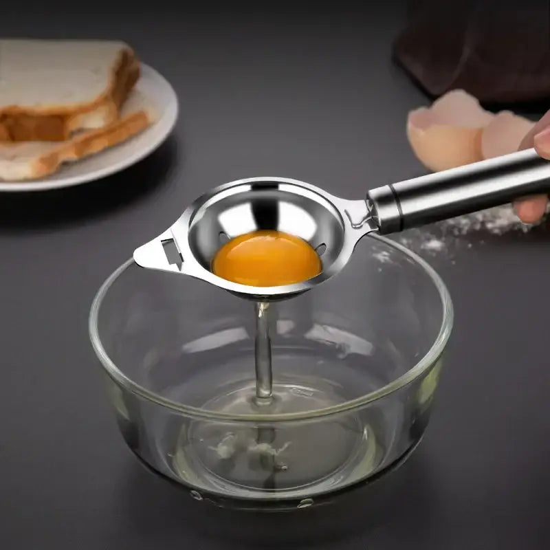 Polished stainless steel egg white separator kitchen yolk filter spoon