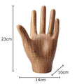 Polished wood grain hand palm sculpture living room decor