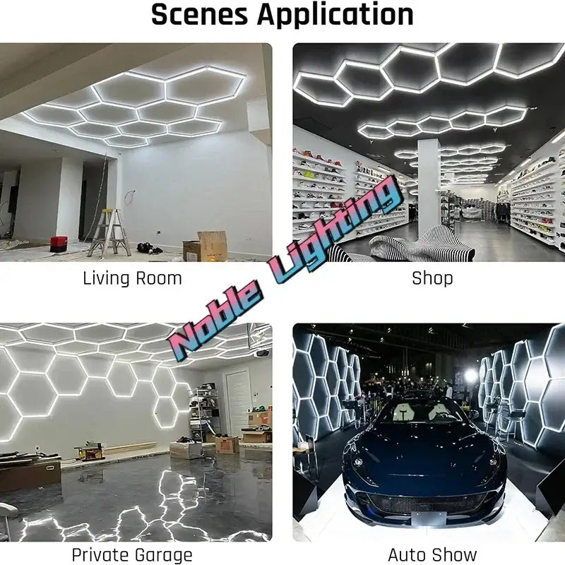 Polygonal snowflake geometric led lights garage workshop decor