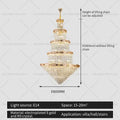 Post-modern gold grand hall crystal chandelier spiral staircase light