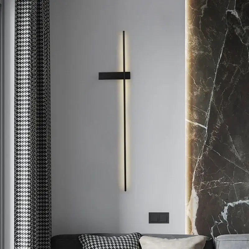 Postmodern black copper wall lamp for minimalist bedroom lighting