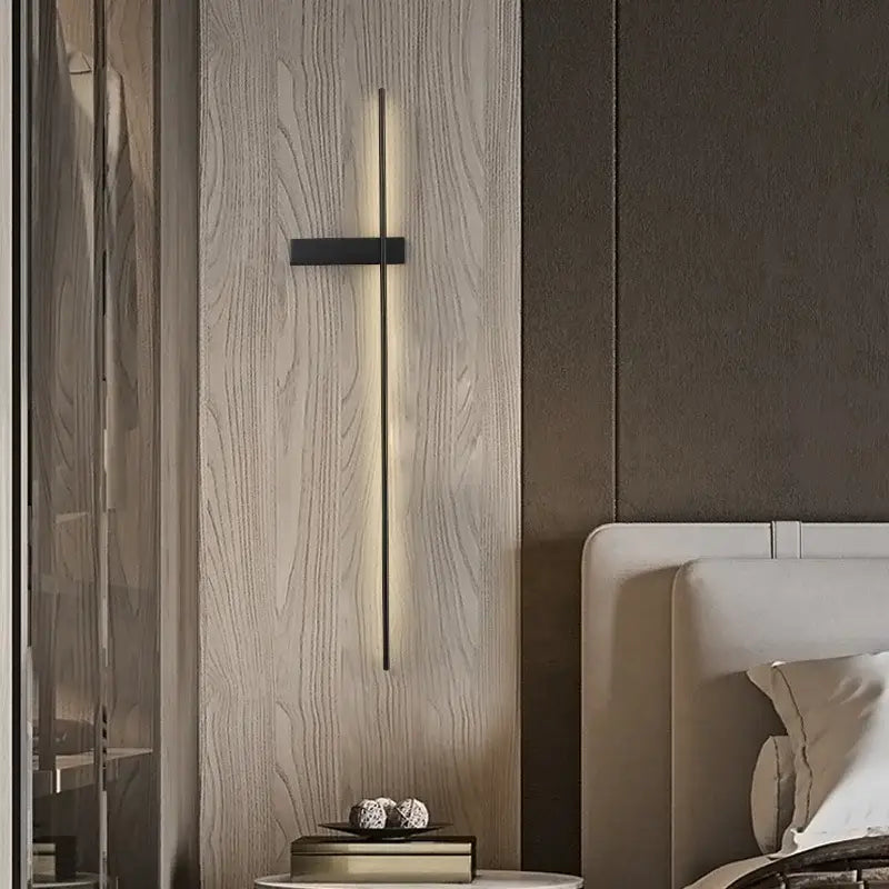 Postmodern black copper wall lamp for minimalist bedroom lighting