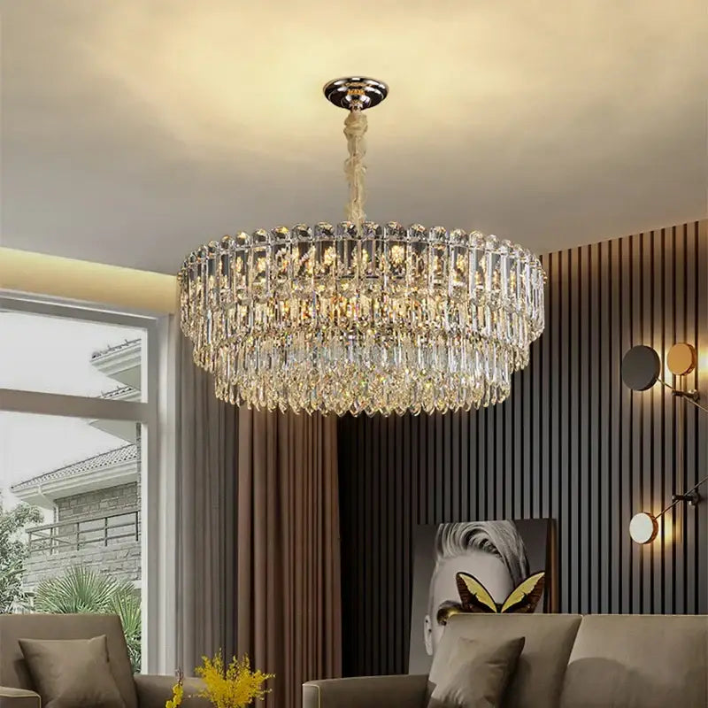 Postmodern clear and gold decorbites crystal chandelier dining room