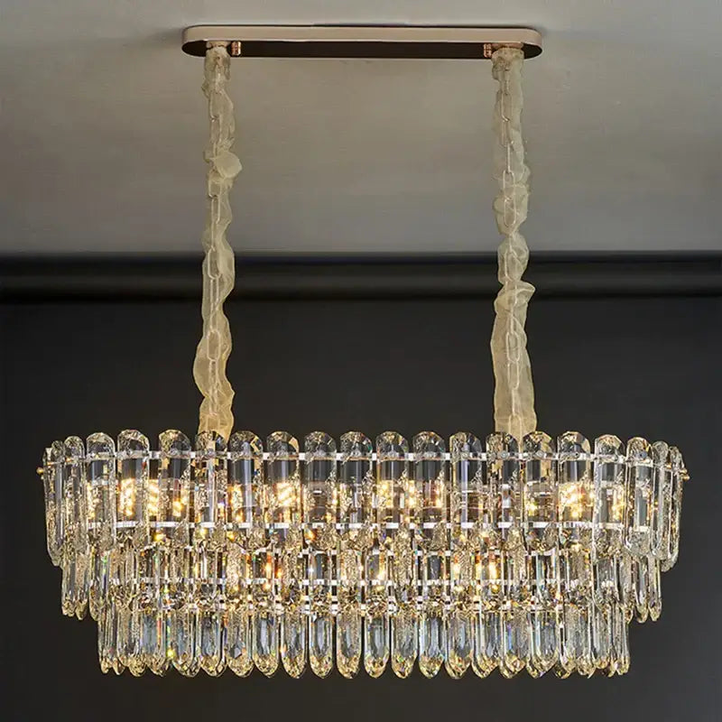 Postmodern clear and gold decorbites crystal chandelier dining room