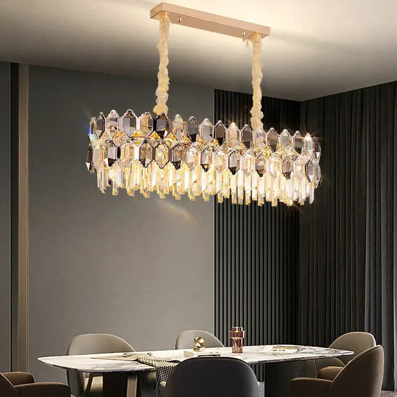 Postmodern clear & dark tiered decorbites crystal chandelier living room