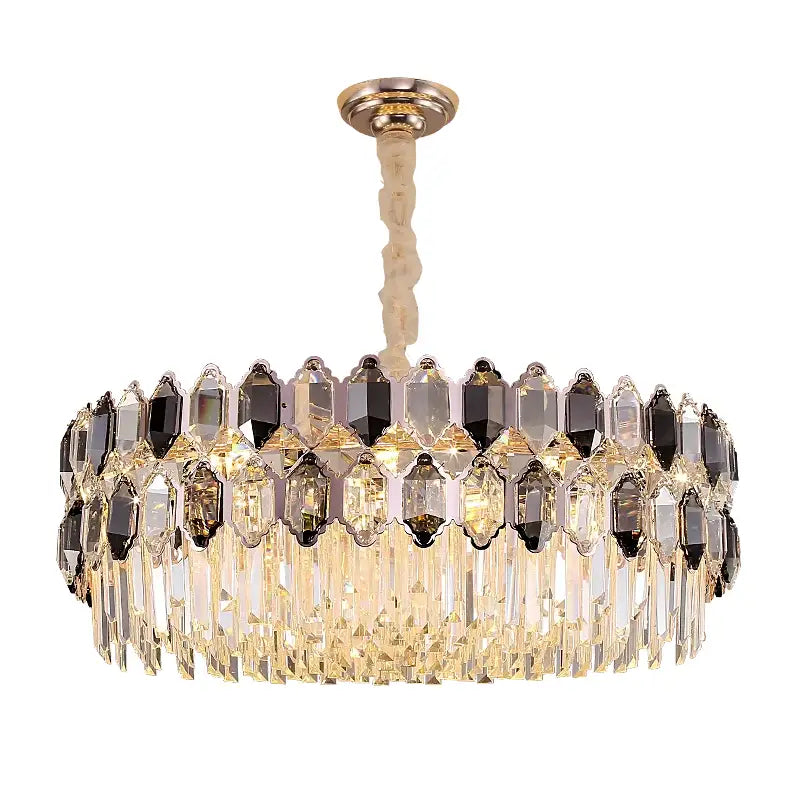 Postmodern clear & dark tiered decorbites crystal chandelier living room